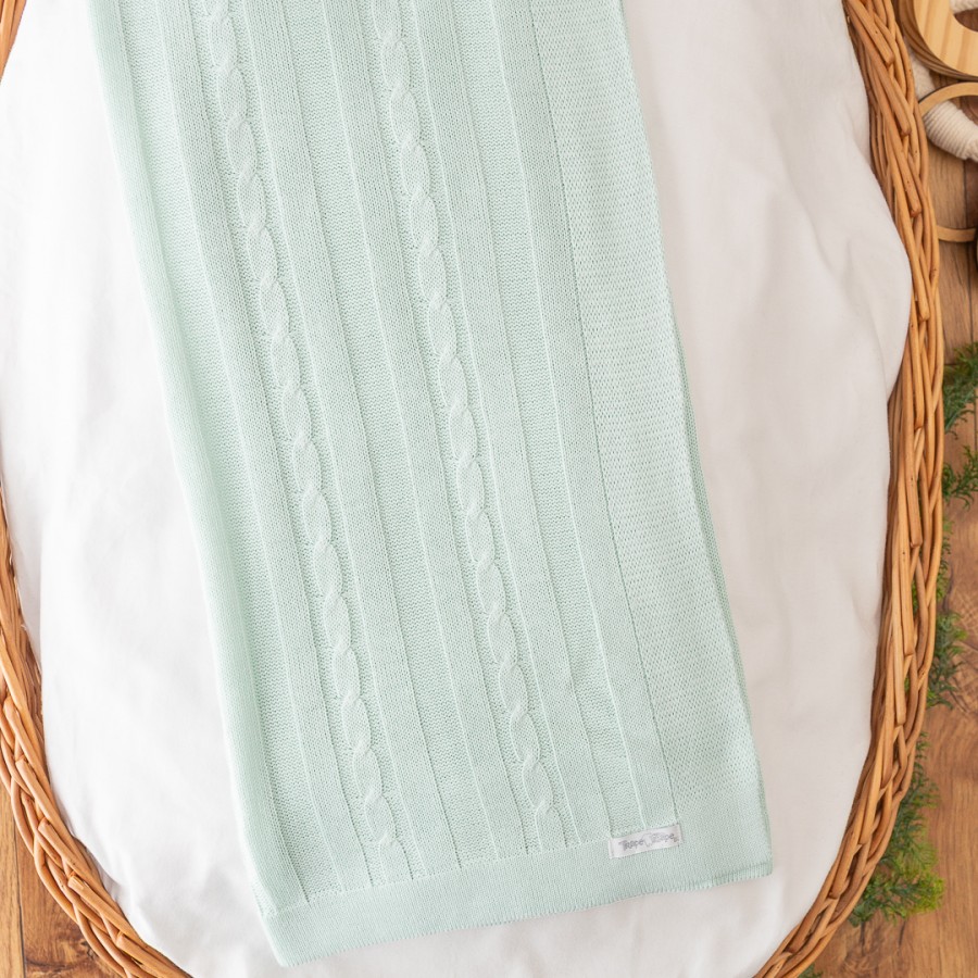 Manta de Linha Trança - Verde Água